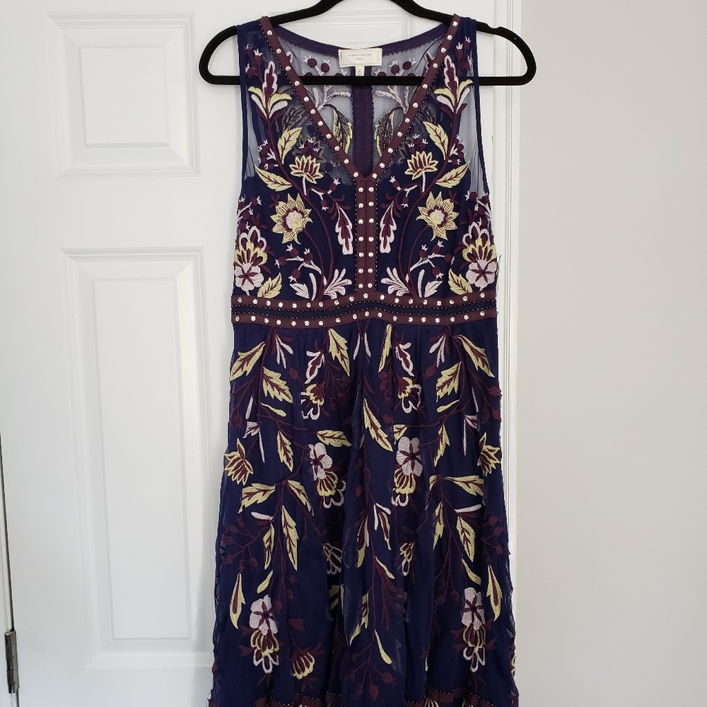 Anthropologie Navy & Maroon Dress - Size 8
